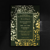 Invitation En Aluminium Moody Forest Botanical Gold Mariage classique mode