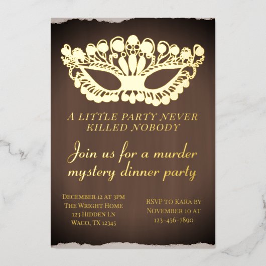 Invitation En Aluminium Moody Murder Mystery Diner Party (Recto)