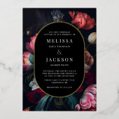 Invitation En Aluminium Moody Peony Floral Mariage Round (Recto)