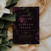 Invitation En Aluminium Moody Purple Blooms | Mariage Motif noir Foil