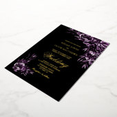 Invitation En Aluminium Moody Purple Floral Gold Mariage texte (Rotation)