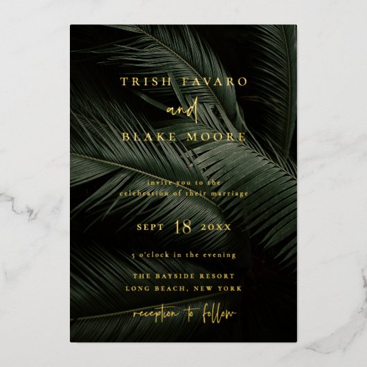Invitation En Aluminium Moody Tropics Mariage (Recto)