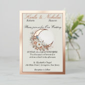 Invitation En Aluminium Moonflower blanc cassé, large doré rose (Debout devant)