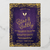 Invitation En Aluminium Morsures pourpres & Bubly Holiday Gold (Recto)