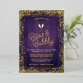 Invitation En Aluminium Morsures pourpres & Bubly Holiday Gold (Debout devant)