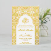 Invitation En Aluminium Mosquée blanche musulmane Mariage musulman blanc (Debout devant)