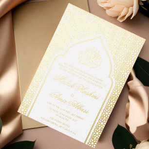Invitation En Aluminium Mosquée islamique musulmane de mariage en or de lu