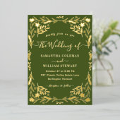 Invitation En Aluminium Moss Green Elegant Boho Mariage de typographie mod (Debout devant)