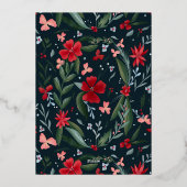 Invitation En Aluminium Motif de fleurs vert rouge Noël (Verso)