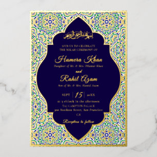 Invitation En Aluminium Motif géométrique turc pour mariage islamique