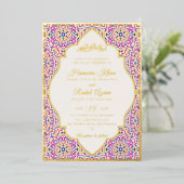 Invitation En Aluminium Motif géométrique turc pour mariage islamique (Debout devant)