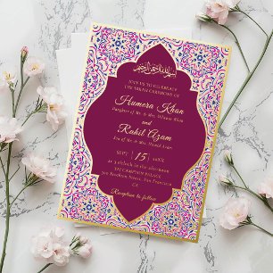 Invitation En Aluminium Motif géométrique turc pour mariage islamique