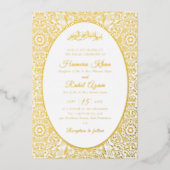 Invitation En Aluminium Motif géométrique turc pour mariage islamique (Recto)