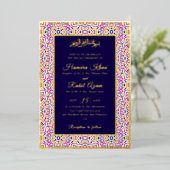 Invitation En Aluminium Motif géométrique turc pour mariage islamique (Debout devant)