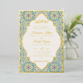 Invitation En Aluminium Motif géométrique turc pour mariage islamique (Debout devant)