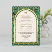 Invitation En Aluminium Motif marocain turquoise Sikh Arch Mariage Gold (Debout devant)