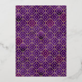 Invitation En Aluminium Motif marocain violet Sikh Arch Mariage or (Verso)