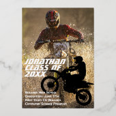 Invitation En Aluminium Motocross 2 Photo Moderne Graduation (Verso)