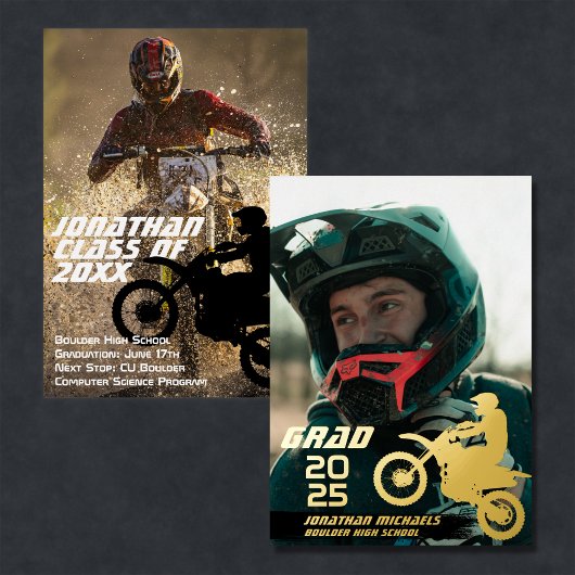 Invitation En Aluminium Motocross 2 Photo Moderne Graduation