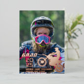 Invitation En Aluminium Motocross 2 Rose de graduation photo Gold (Debout devant)
