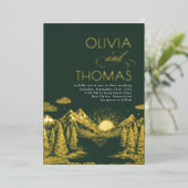 Invitation En Aluminium Mountains Nature Sunset Romantic Elegant Wedding (Debout devant)