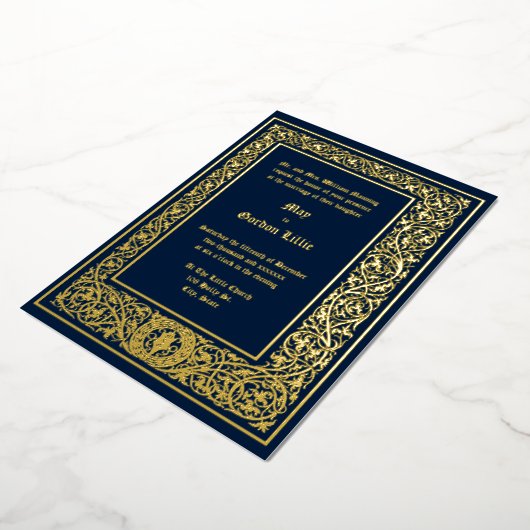 Invitation En Aluminium Moyen âge ca. 1477 Foliage Mariage frontalier (Rotation)