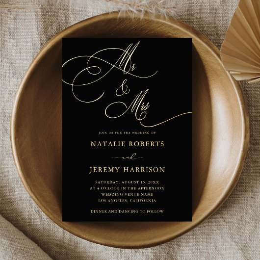 Invitation En Aluminium Mr & Mrs Script Dark Faded Photo QR Code Mariage