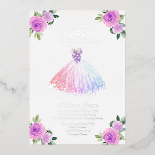 Invitation En Aluminium Multicolore Floral Quinceanera