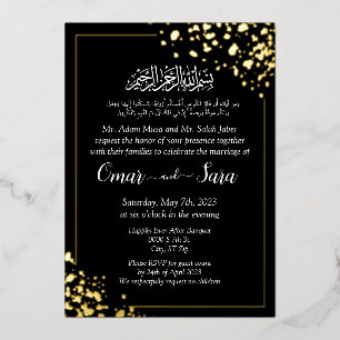 Invitation En Aluminium Musulman Islamique Moderne Mariage Noir Et Or