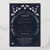 Invitation En Aluminium Mystical Elegant Argent Marine Tarot Mariage gothi (Recto)