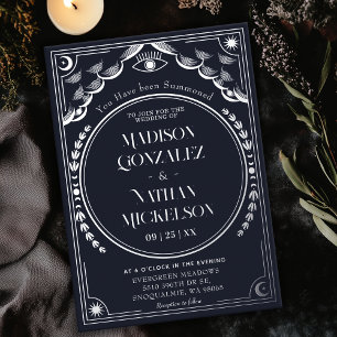 Invitation En Aluminium Mystical Elegant Argent Marine Tarot Mariage gothi