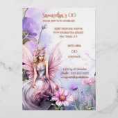 Invitation En Aluminium Mythique aquarelle fée princesse rose floral (Recto)