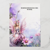 Invitation En Aluminium Mythique aquarelle fée princesse rose floral (Verso)