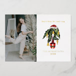 Invitation En Aluminium N'arrêtez pas d'être un Plante à la feuille de Noë<br><div class="desc">Illustration d'une usine dans un récipient en costume père Noël surmonté d'un chapeau en santa avec de véritables ornements en feuille de papier. Le texte de l'huile dit : "N'arrêtez pas l'utilisation de la feuille d'être"</div>
