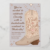 Invitation En Aluminium Nash Bash Cowgirl Boot Bachelorette Party (Recto)