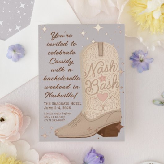Invitation En Aluminium Nash Bash Cowgirl Boot Bachelorette Party