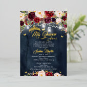 Invitation En Aluminium Navire Bourgogne Rustique Floral Butterfly Quincea (Debout devant)