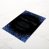 Invitation En Aluminium Navy Blue Glitter Border Black Christmas Party (Rotation)