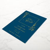 Invitation En Aluminium Navy Blue Golden Branches Frame Photo (Rotation)