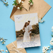 Invitation En Aluminium Navy Blue Rejoignez-nous Gold Script Photo Mariage