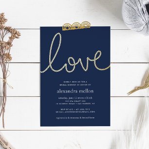 Invitation En Aluminium Navy & Gold Knotted Love Nautical Bridal Shower
