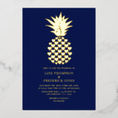 Invitation En Aluminium Navy & Gold Tropical Pineapple Wedding (Recto)