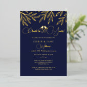 Invitation En Aluminium Navy Love Birds 50th Wedding Anniversary  (Debout devant)
