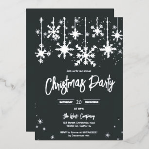 Invitation En Aluminium Neige argentée élégante fête d'entreprise de Noël