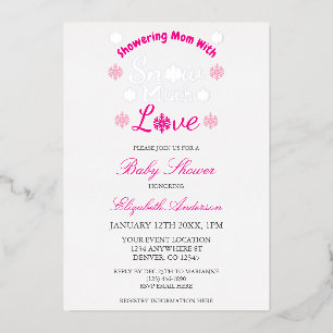 Invitation En Aluminium Neige beaucoup d'amour Hiver Flocon de neige Baby