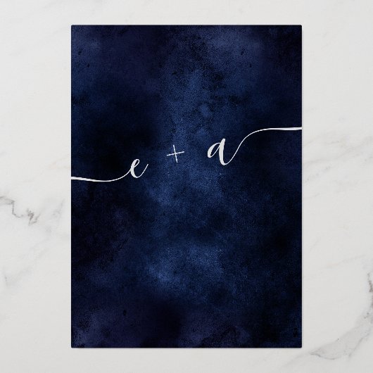 Invitation En Aluminium neigeux pin marine bleu Noël Enregistrer la date (Verso)