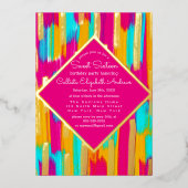 Invitation En Aluminium Neon rose Turquoise Jaune Parties scintillant or P (Recto)