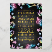 Invitation En Aluminium Neon Space Doodles Anniversaire de enfant Party (Recto)
