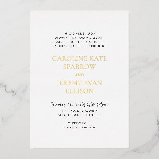 Invitation En Aluminium Nettoyer mariage élégant (Recto)