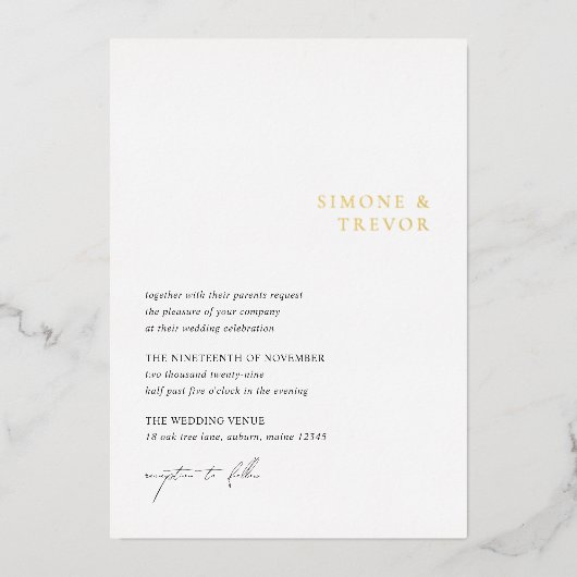 Invitation En Aluminium Nettoyer noir et blanc Mariage moderne (Recto)